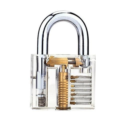 Clear padlock to show the inner mechanisms of the lock itself.